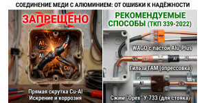 Как безопасно соединить медь и алюминий: правила ПУЭ и обзор способов